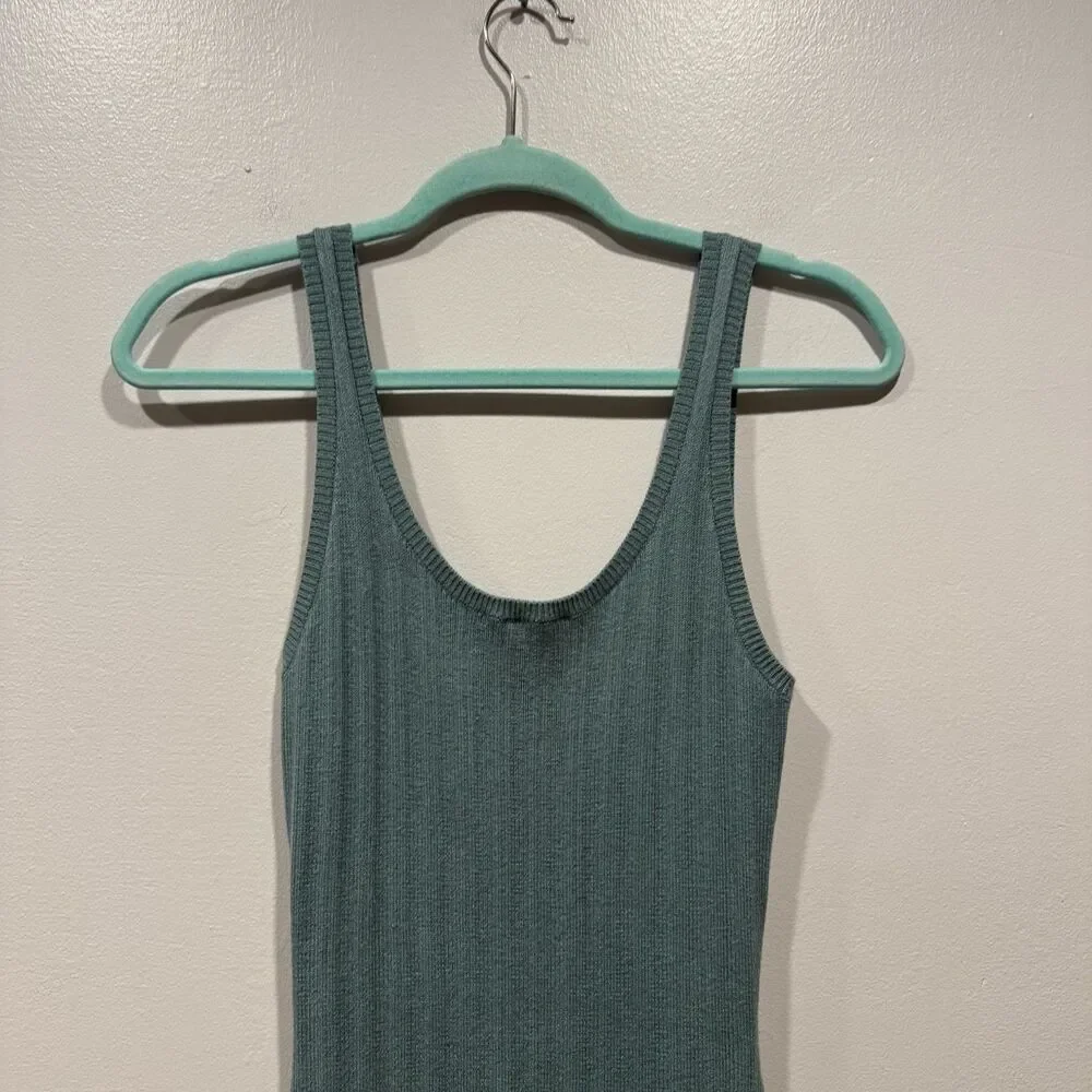 NWT Abercrombie & Fitch Maxi Dress Bodycon Ribbed Knit Tank Green Women sz Small